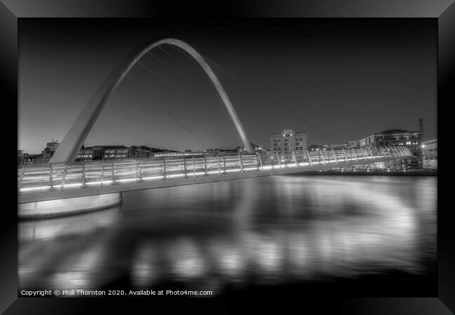 Gateshead Millennium Bridge. (B&W). Framed Print by Phill Thornton