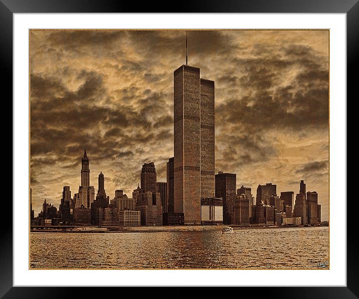 World Trade Center Towers Circa 1979 Framed Mounted Print by Chris Lord