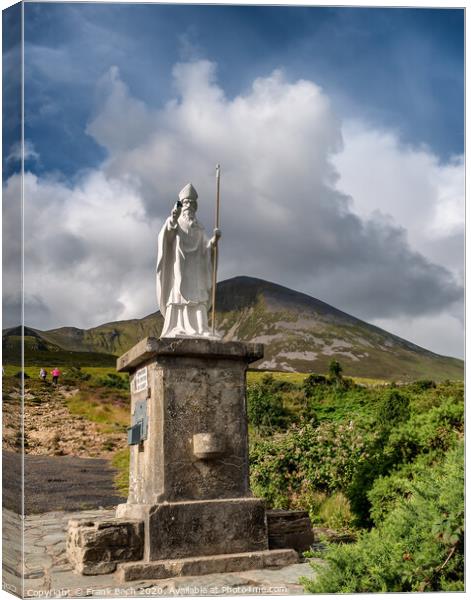 Pathway start with statue to Croagh Patrick in Westport Ireland Canvas Print by Frank Bach