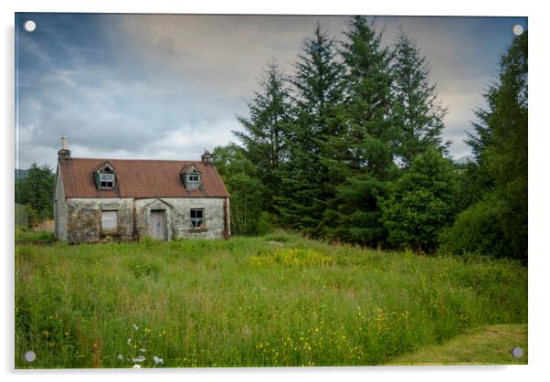 derelict cottage highlands  scotland Acrylic by Eddie John