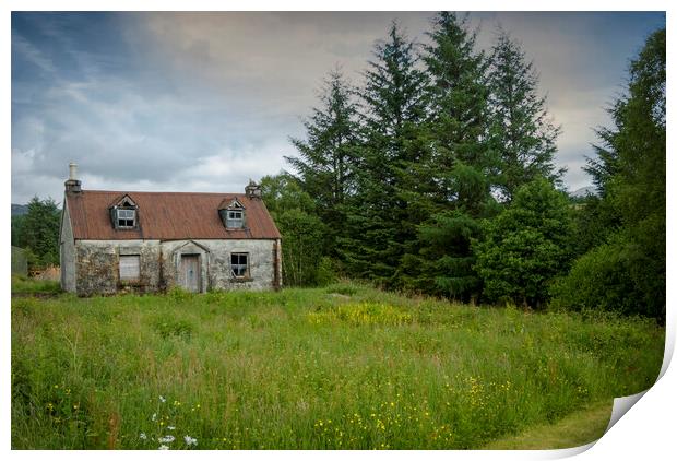 derelict cottage highlands  scotland Print by Eddie John
