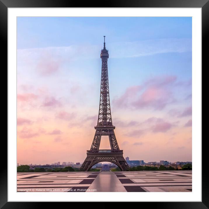 Eiffel Tower Sunrise Framed Mounted Print by Melanie Viola