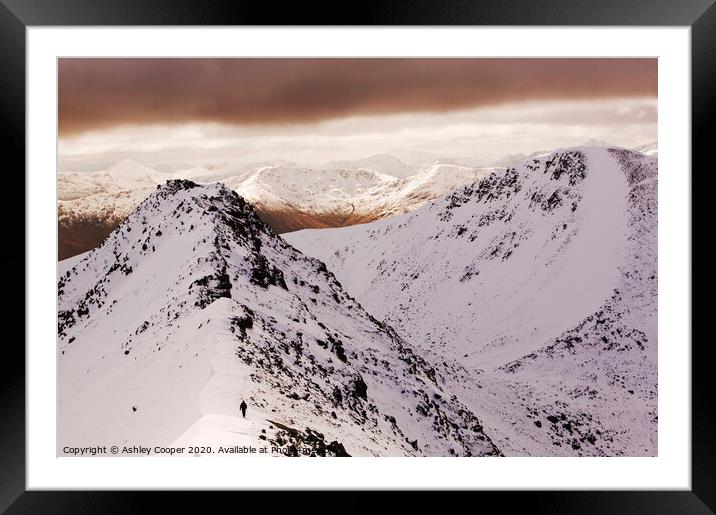 Mamores in Winter. Framed Mounted Print by Ashley Cooper