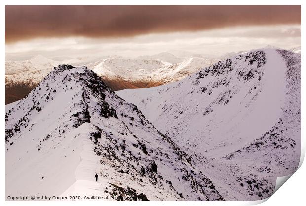 Mamores in Winter. Print by Ashley Cooper