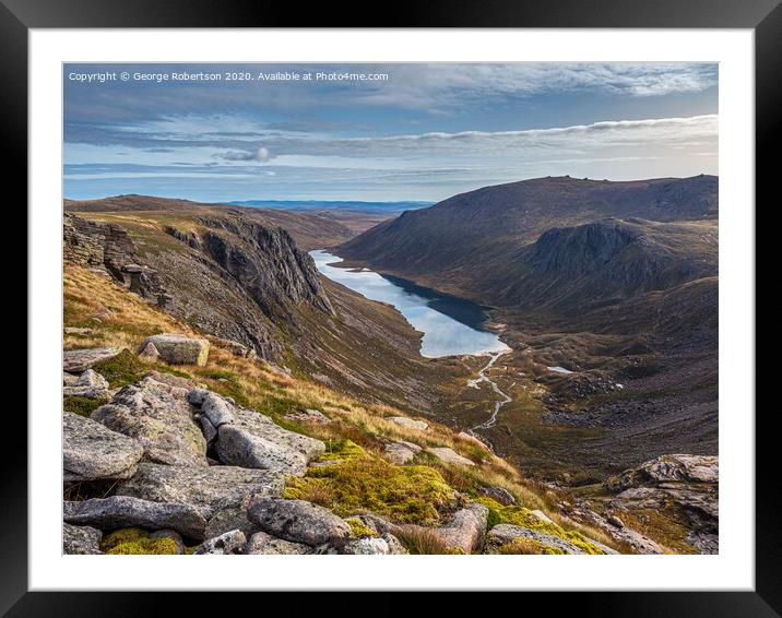 Looking out over Loch Avon in the Cairngorm National Park Framed Mounted Print by George Robertson