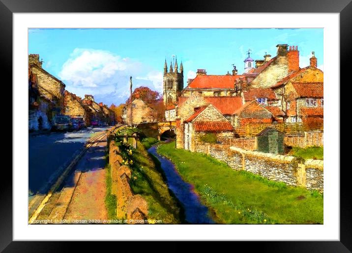 Helmsley Castlegate, A digital painting produced f Framed Mounted Print by John Gibson