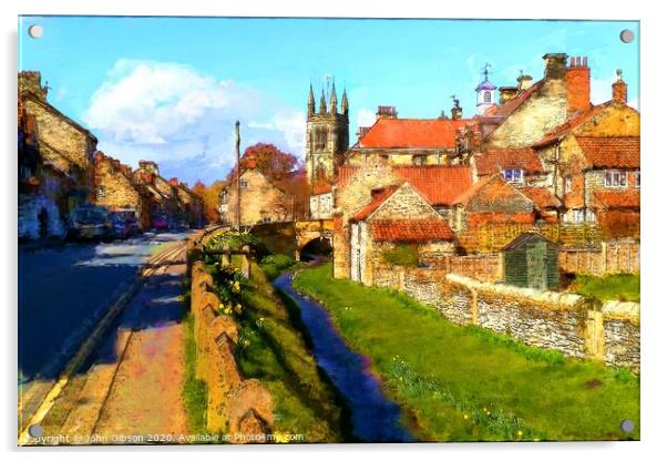 Helmsley Castlegate, A digital painting produced f Acrylic by John Gibson
