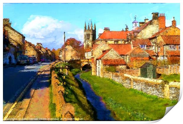 Helmsley Castlegate, A digital painting produced f Print by John Gibson
