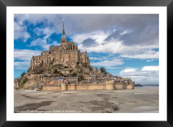 Le mont saint michel, Benedictine Abbey Framed Mounted Print by Holly Burgess