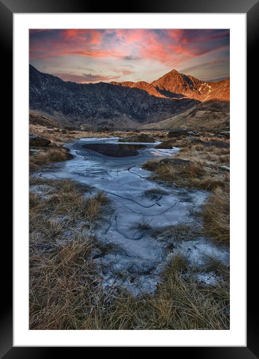 Snowdon and the frozen pond Framed Mounted Print by Rory Trappe