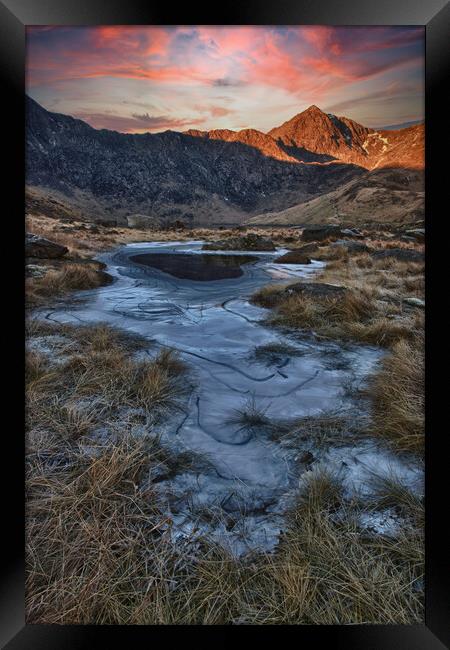Snowdon and the frozen pond Framed Print by Rory Trappe