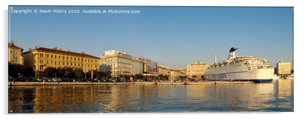 Rijeka Harbour Croatia  Acrylic by Navin Mistry