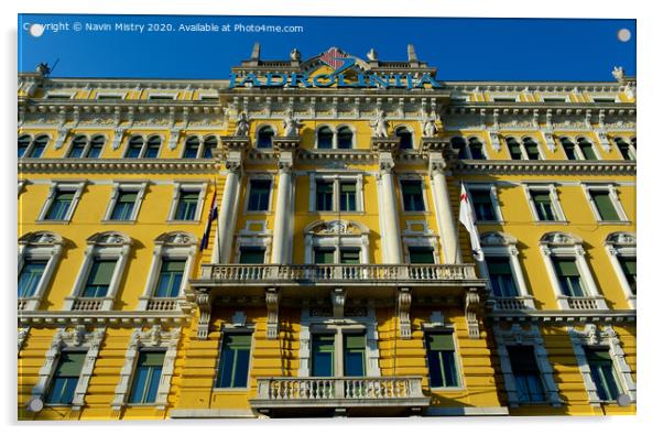 The Adria Palace (Office of Jadrolinja) , Rijeka, Croatia Acrylic by Navin Mistry