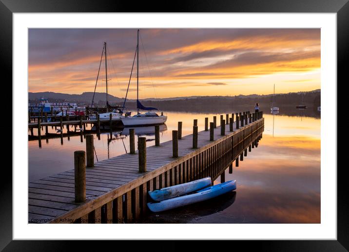 Windermere glow. Framed Mounted Print by Ashley Cooper
