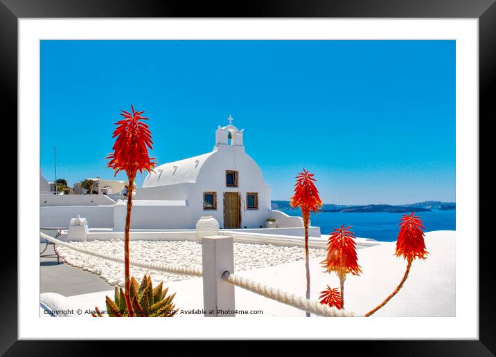 Santorini white chapel Framed Mounted Print by Alessandro Ricardo Uva