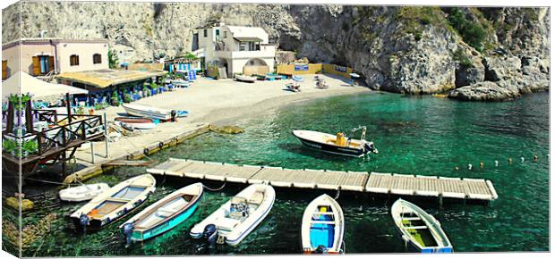 Small bots on the water - Amalfi Coast Canvas Print by Alessandro Ricardo Uva