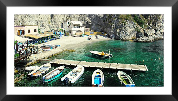 Small bots on the water - Amalfi Coast Framed Mounted Print by Alessandro Ricardo Uva