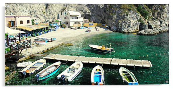 Small bots on the water - Amalfi Coast Acrylic by Alessandro Ricardo Uva