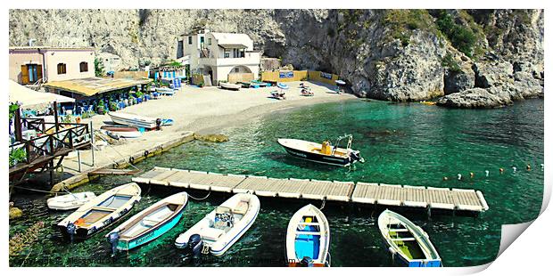 Small bots on the water - Amalfi Coast Print by Alessandro Ricardo Uva