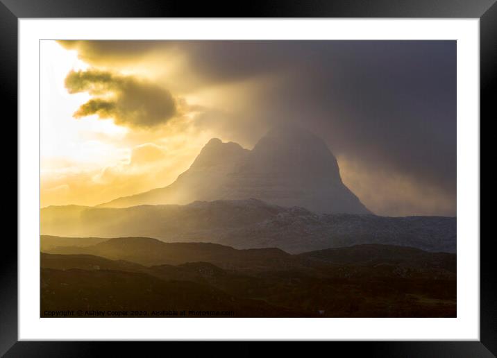 Suilven glow. Framed Mounted Print by Ashley Cooper