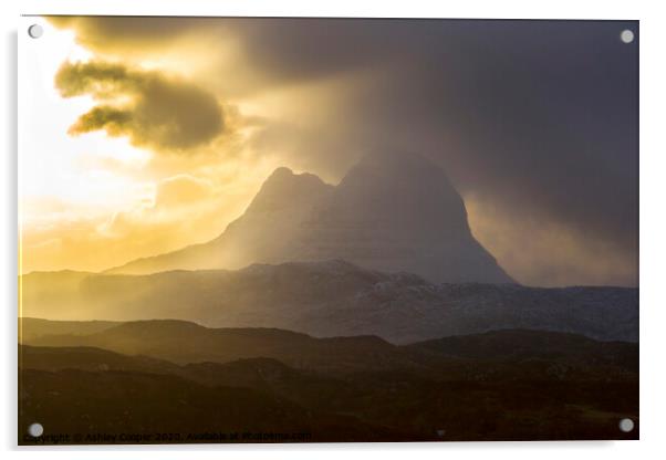 Suilven glow. Acrylic by Ashley Cooper