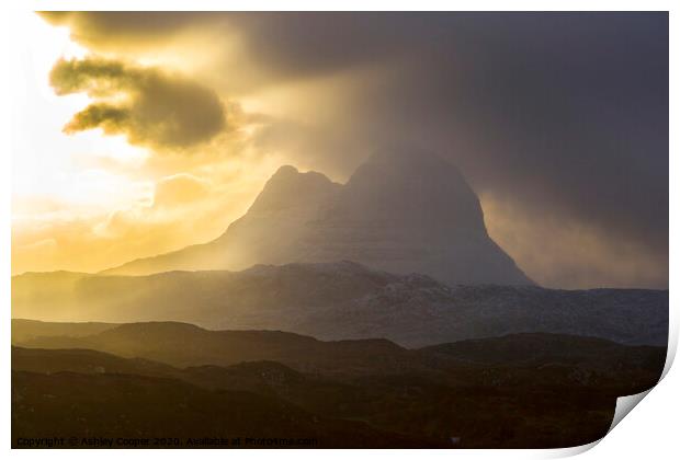 Suilven glow. Print by Ashley Cooper