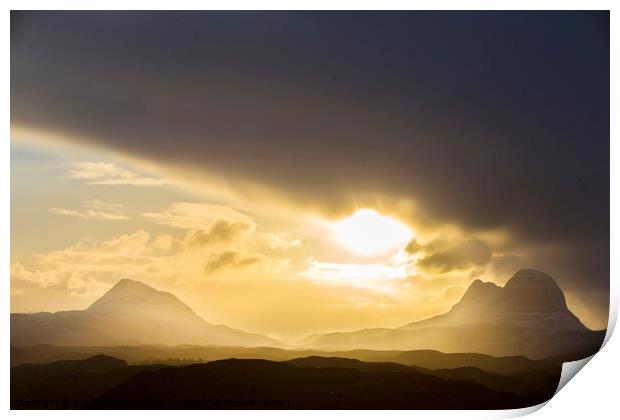 Suilven shower Print by Ashley Cooper
