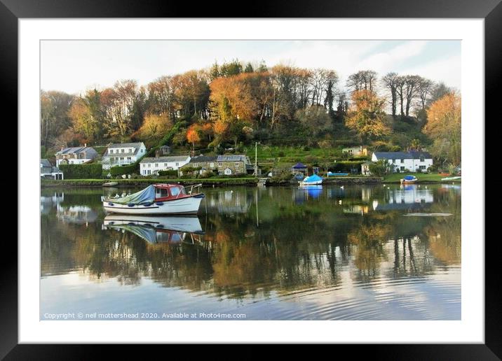 Reflections On The Lerryn River. Framed Mounted Print by Neil Mottershead