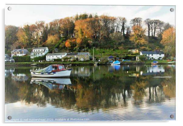 Reflections On The Lerryn River. Acrylic by Neil Mottershead