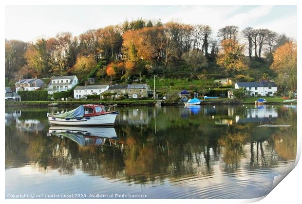 Reflections On The Lerryn River. Print by Neil Mottershead