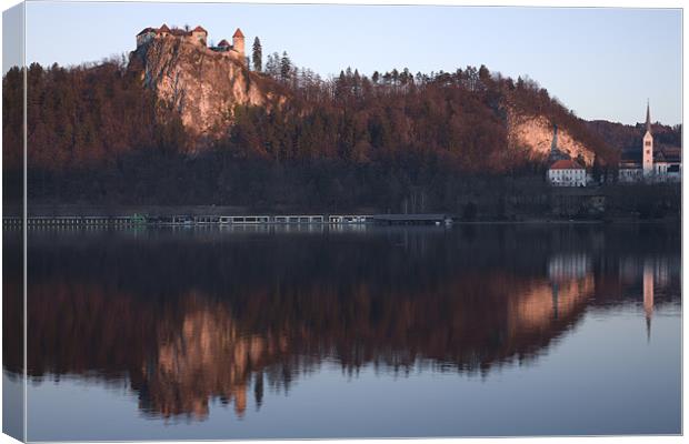 Lake Bled at dawn Canvas Print by Ian Middleton