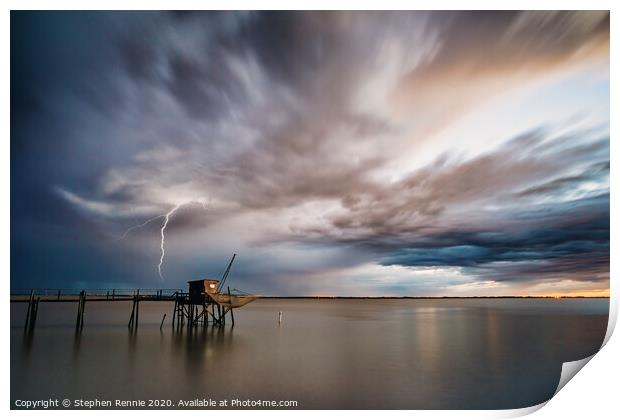 Storm over Gironde Estuary Print by Stephen Rennie