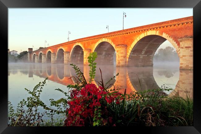Misty Pont Napoleon Bridge in France  Framed Print by Karen Noble