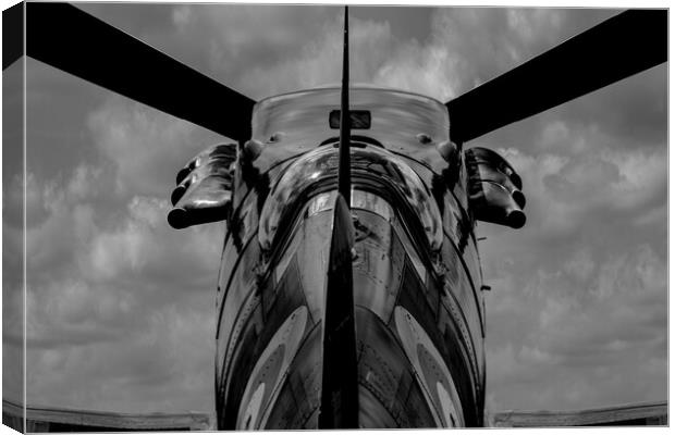 Spitfire Black and White Canvas Print by Oxon Images