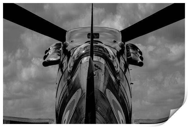 Spitfire Black and White Print by Oxon Images