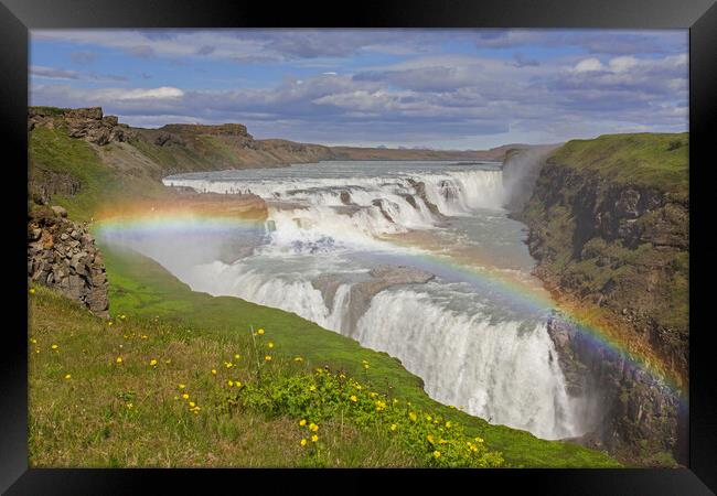 Rainbow over Gullfoss Waterfall, Iceland Framed Print by Arterra 