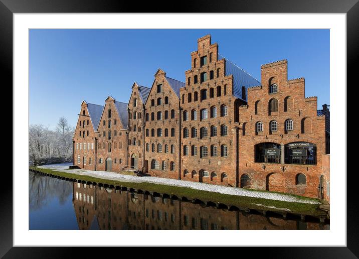 Salzspeicher in Winter, Lubeck, Germany Framed Mounted Print by Arterra 