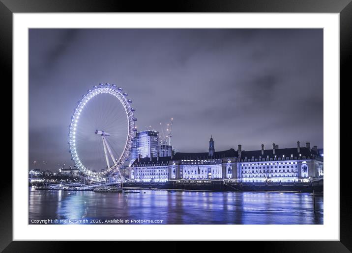 "London Eye: A Nighttime Spectacle" Framed Mounted Print by Mel RJ Smith