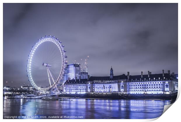 "London Eye: A Nighttime Spectacle" Print by Mel RJ Smith
