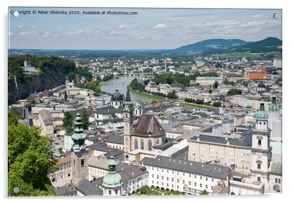 Aerial View of Salzburg Acrylic by Peter Shersby