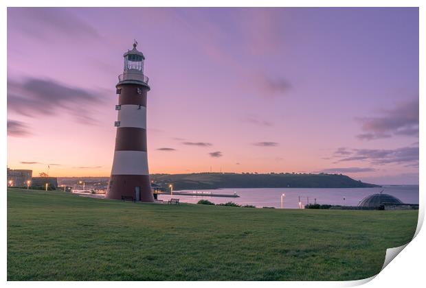 plymouth hoe smeaton's tower (lighthouse) Print by Gareth Williams