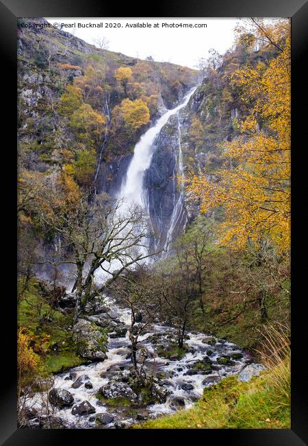 Autumn at Aber Falls Waterfall Snowdonia Framed Print by Pearl Bucknall