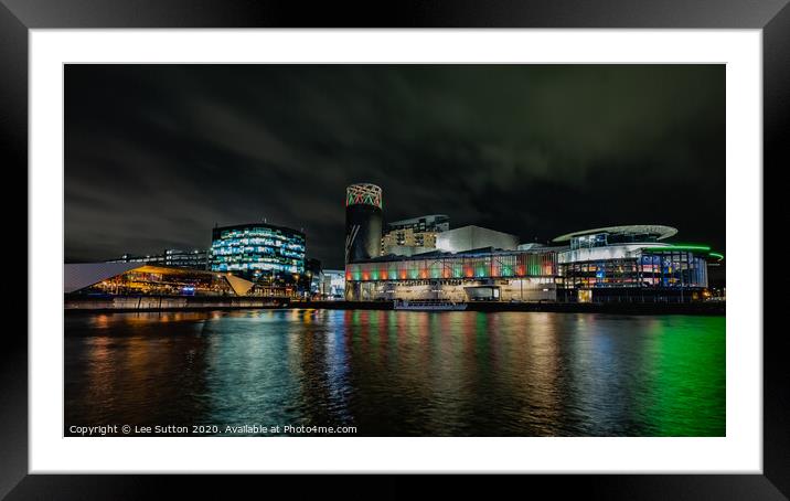Media City at Night Framed Mounted Print by Lee Sutton