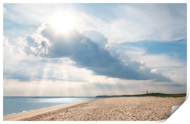 Beach landscape on Sylt island with beautiful clouds Print by Daniela Simona Temneanu