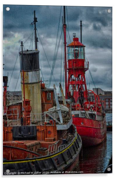 Lightship in dock Acrylic by Michael W Salter