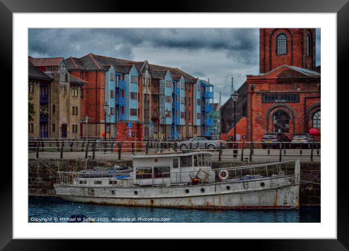 Old boat moored in Swansea Harbour Framed Mounted Print by Michael W Salter
