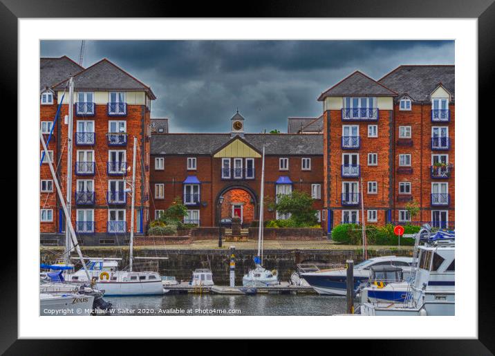 Boats moored in Swansea Harbour Framed Mounted Print by Michael W Salter