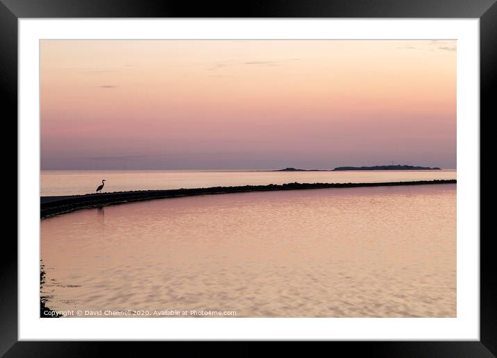 Hilbre Island Sunset Silhouette Framed Mounted Print by David Chennell