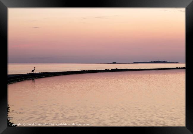 Hilbre Island Sunset Silhouette Framed Print by David Chennell
