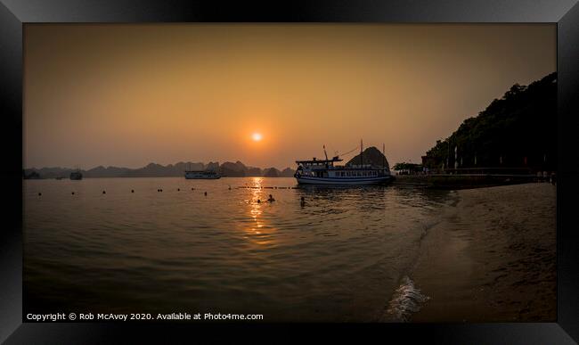 Cooling Off In Halong Bay Framed Print by Rob McAvoy